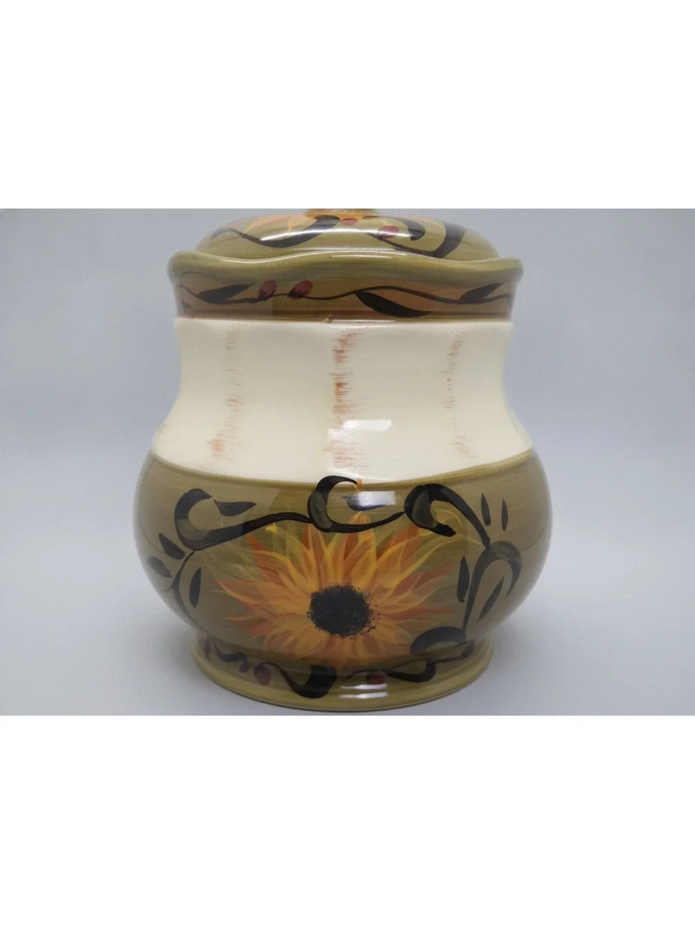 Certified International Margaret LeVan Sunflower Ceramic Kitchen Canister Jar 8